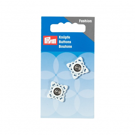 Boutons pression coudre mtal carre 21 mm blanc