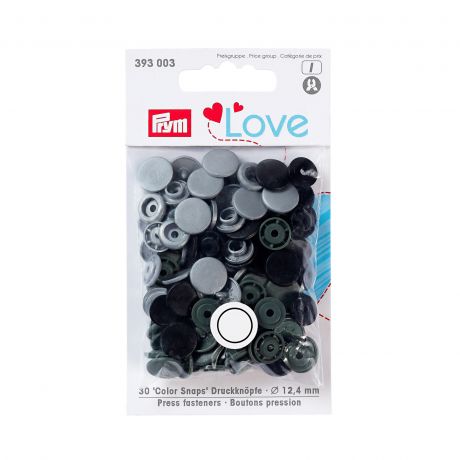 Prym love boutons pression plastique gris 12 mm