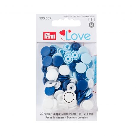 Prym love bout. press. plast. 12,4mm bleu/blanc/bl