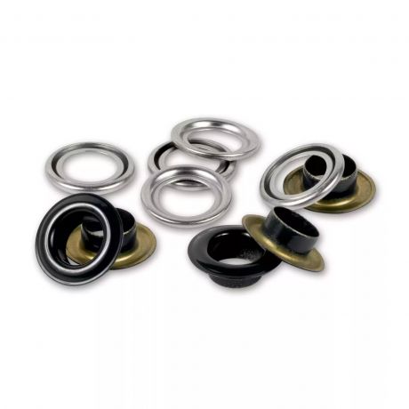 Oeillets + rondelles 8 mm noir/argent