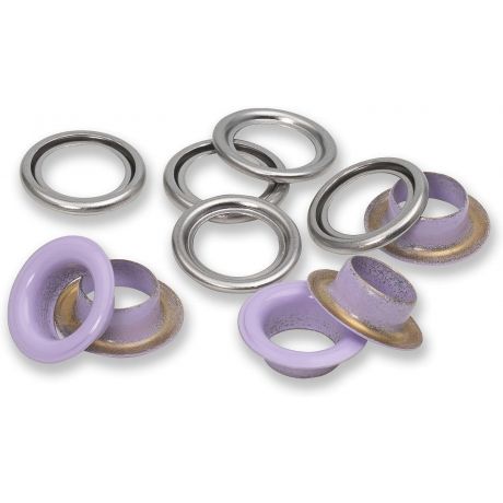 Œillets + rondelles 11mm lilas 20pc