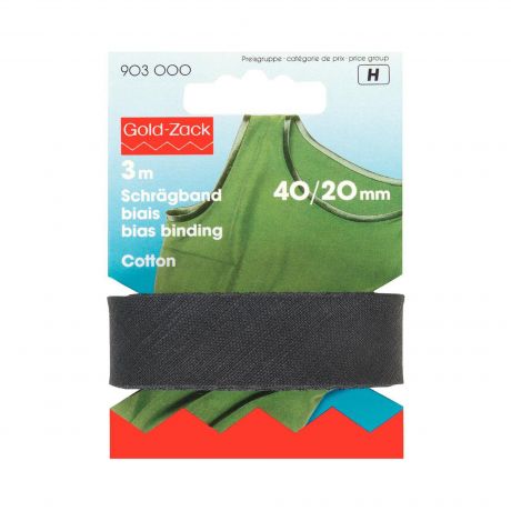 Biais coton 40/20mm noir(3m)