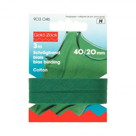 Biais coton 40/20mm vert sapin(3m)
