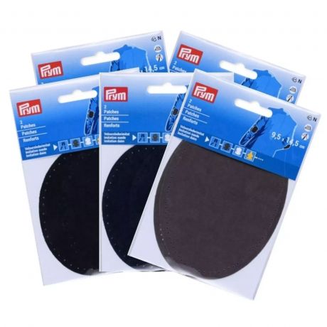 Coudes imitation daim thermocollant 9,5 x 14,5cm  gris-marine-noir x lot de 5