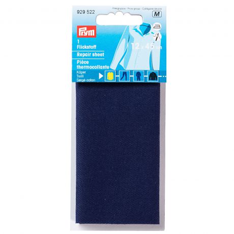 Pice thermocollante serge coton 12x45 cm bleu