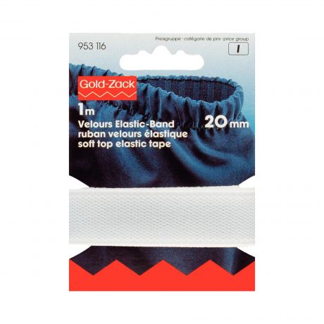 Ruban velours �lastique 20mm blanc x1m