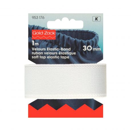 Ruban velours �lastique 30mm blanc x1m