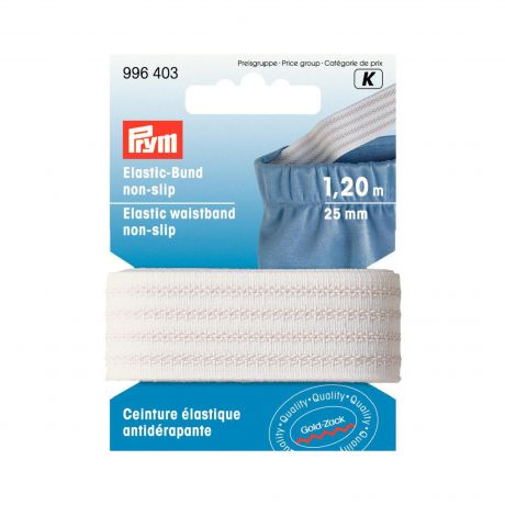 Ceinture �lastique antid�rapante 25mm blanc x1,2m