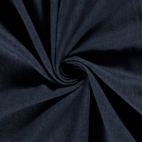 Tissu jeans pr�-lav� unicolore bleu marine
