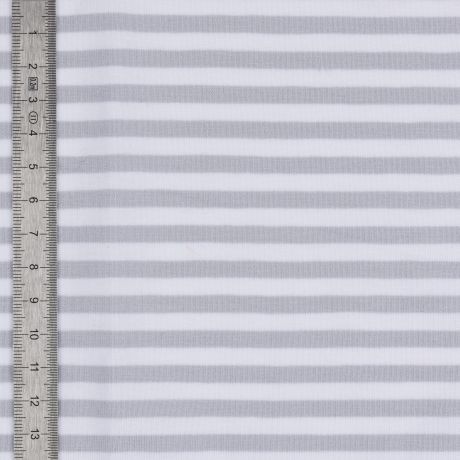 Tissu jersey rayures gris clair 5mm