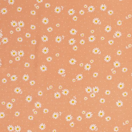 Tissu viscose imprim fleurs saumon