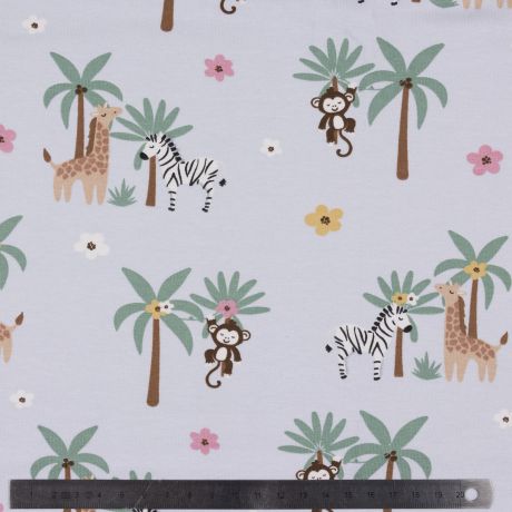 Tissu jersey imprimé girafes gris