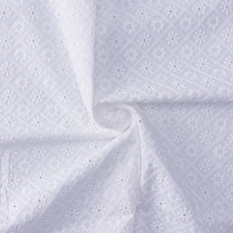 Tissu voile coton broderie anglaise blanc