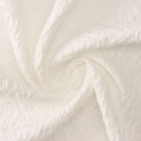 Tissu viscose gaufr blanc cass