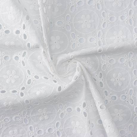 Tissu voile coton broderie anglaise blanc cass