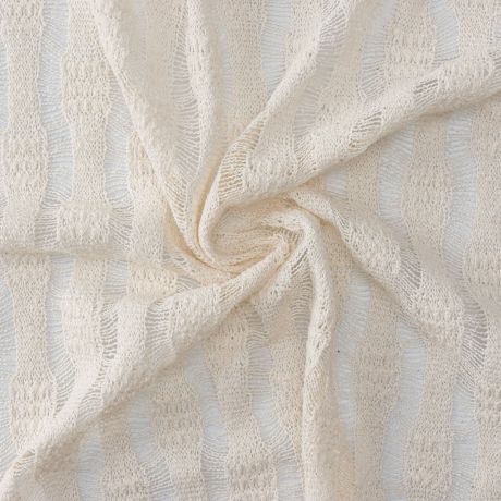Tissu crochet rayures beige