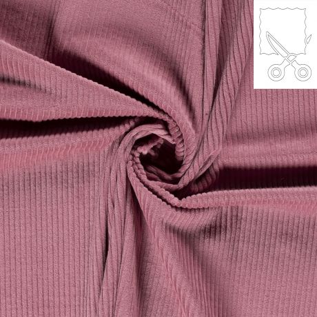 Coupon de tissu velours c�tel� vieux rose