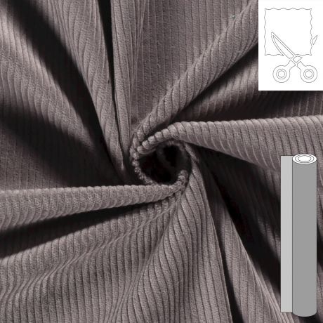 Coupon de tissu velours c�tel� gris taupe
