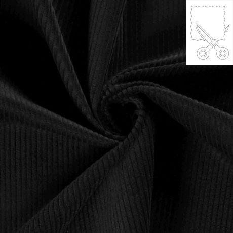Coupon de tissu velours c�tel� noir