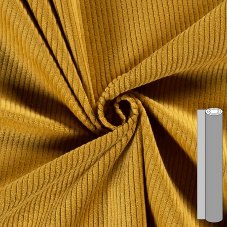 Coupon tissu velours côtelé (100 à 130cm) ocre