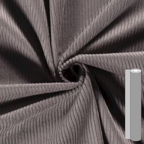 Coupon tissu velours côtelé (100 à 130cm) gris taupe
