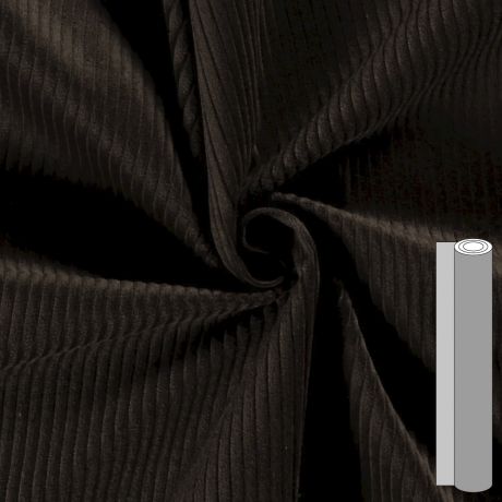 Coupon tissu velours côtelé (100 à 130cm) marron foncé
