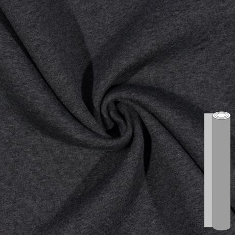 Coupon de tissu sweat brossé envers gratté (entre 100 et 130cm) gris foncé