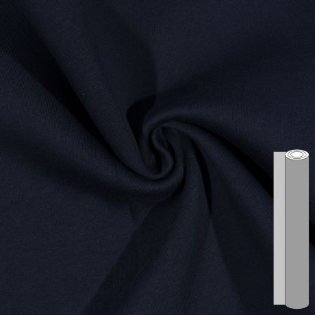 Coupon de tissu sweat brossé envers gratté (entre 150 et 180cm) bleu marine