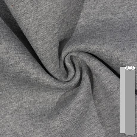 Coupon de tissu sweat brossé envers gratté (entre 150 et 180cm) gris souris