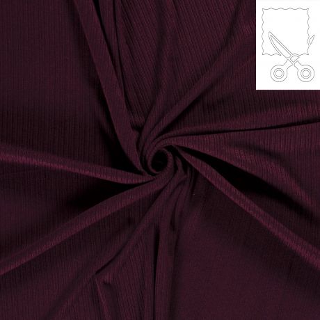 Coupon de tissu jersey maille c�tel�e bordeaux