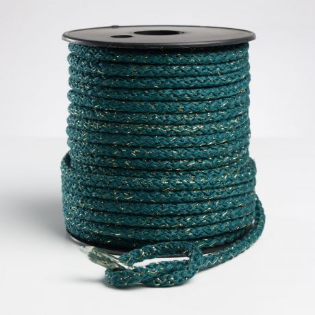 Cordon tricot lurex 5mm vert meraude