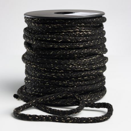 Cordon tricot lurex 5mm noir