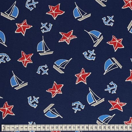 Tissu jersey-beach days starfish red