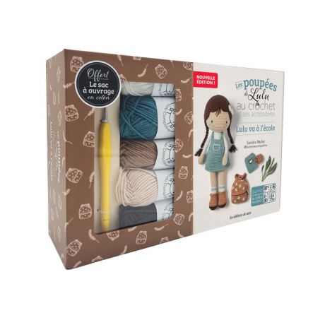 Coffret Poupée au crochet et ses accessoires - Lulu va à l'école