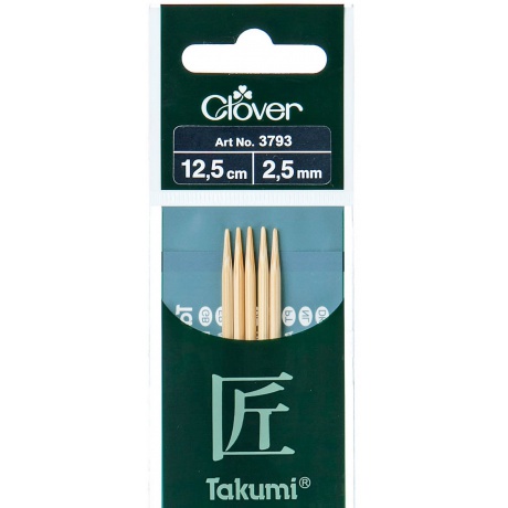 Aiguille tricot 2 pt bambou Takumi 12.5cm 2.50mm