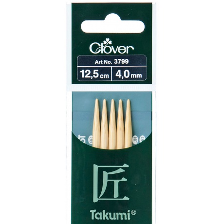Aiguille tricot 2 pt bambou Takumi 12.5cm 4.00mm