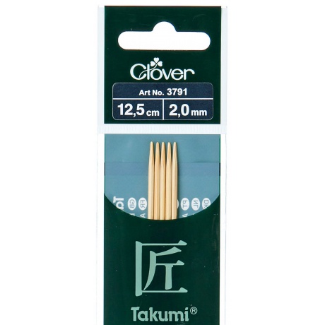 Aiguille tricot 2 pt bambou Takumi 12.5cm 2.00mm