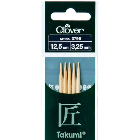 Aiguille tricot 2 pt bambou Takumi 12.5cm 3.25mm