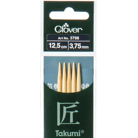 Aiguille tricot 2 pt bambou Takumi 12.5cm 3.75mm