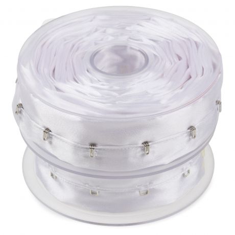 Bande satin 25mm(agrafe+crochet) blanc