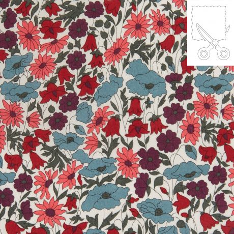 Coupon tissu Liberty Tana Lawn poppy and daisy 155 cm