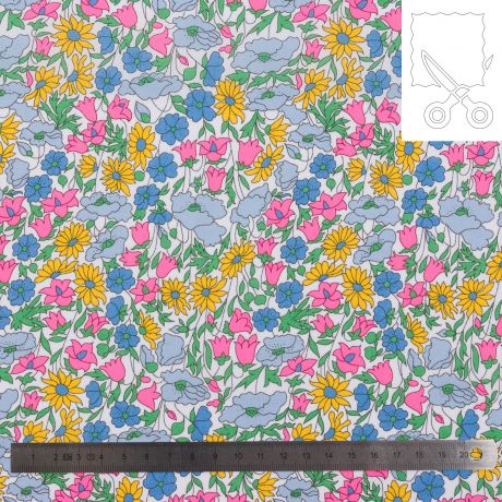 Coupon tissu Liberty Tana Lawn poppy and daisy  80 cm