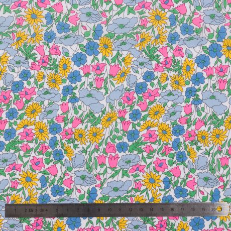 Tissu Liberty Fabrics Tana Lawn Poppy daisy fleur rose fluo