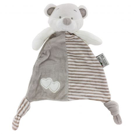 Doudou ours triangle cru + bavoir  broder
