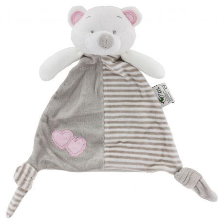 Doudou ours triangle rose + bavoir  broder