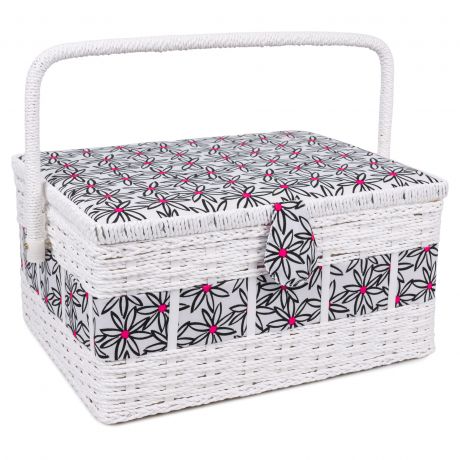 Boite  couture motif fleur noire rouge