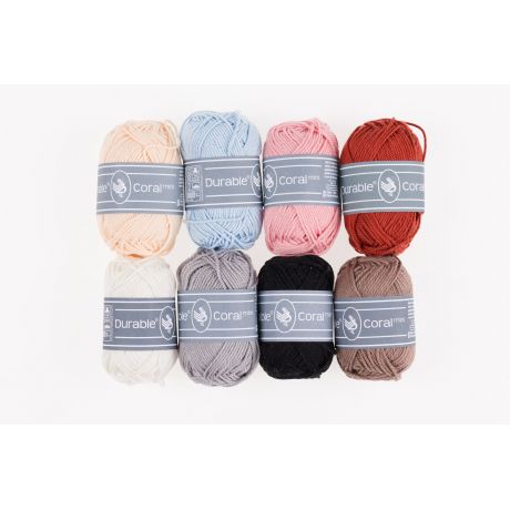 Lot de 8 pelotes coton Durable Coral mini de 20grs