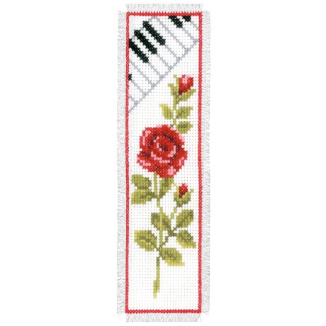 Marque-page broderie au point compt rose clavier