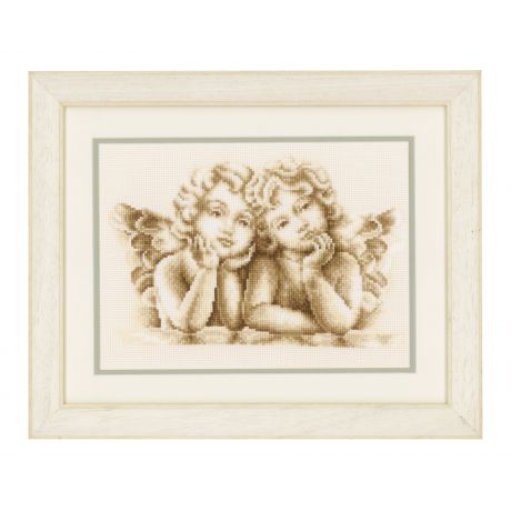 Broderie au point compt cru 25/18cm anges