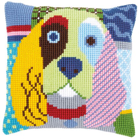 Kit coussin au point de croix chien calico